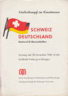 Länderkampf im Kunstturnen Schweiz - Deutschland (Nat. B Mannschaften) 30. Nov. 1958, Freiburg i. Br., Offz. Program