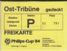 Grasshoppers - Atletico Mineiro, 7.8. 1984, Philips-Cup 1/2 Final 1984, Stadion Letzigrund, Ticket Ost-Tribüne