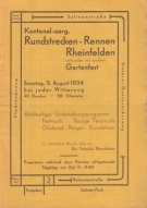 Kantonal-aarg. Rundstrecken-Rennen Rheinfelden, 5.8. 1934, Offizielles Programm
