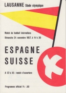 Suisse - Espagne, 24.11. 1957, WC-Qualf. 58, Lausanne Pontaise, Programme officiel
