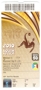 USA - Ghana, Match 50, 1/8. Final, Royal Bafokeng Stadium Rustenburg (Ticket FIFA VIP, Used)