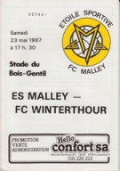 ES Malley - FC Winterthour, 23. 5. 1987, Stade du Bois-Gentil, Programme officiel