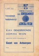 K.A.V. Dendermonde - Admira Wien, 6 April 1953, Friendly, Stadion Dendermonde, Official Programme