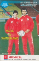 Malta - Switzerland, 17.4. 1993, WC-Qualif. USA 94, National Stadium Ta’Qali, Official Programme