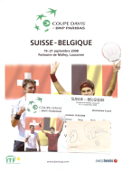 Suisse - Belgique, 19 - 21 sept. 2008, Coupe Davis, Patinoire de Malley, Lausanne - Programme officiel + Ticket
