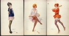 Tennis féminin - Serie no. 9 - 42, 43, 45 (3 cartes postales illustré par A. Penot env. 1920)