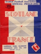 Scotland - France, 27th april 1949, Friendly, Hampden Park Glasgow, Official Programme