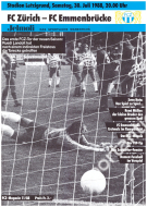 FC Zürich - FC Emmenbrücke, 30. Juli 1988, NLB, Stadion Letzigrund, Offizielles Programm