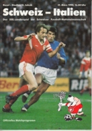 Schweiz - Italien, 31.3.1990, Friendly, Stadion St.Jakob Basel, Offizielles Programm