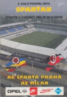 Sparta Praha - AC Milan, 5.12. 1995, 1/8 Finals UEFA-Cup, Official Programme