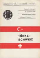 Schweiz - Türkei, 26. Sept. 1971, EURO-Qualf., Hardturm Stadion, Offizielles Programm