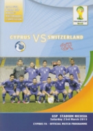 Cyprus - Switzerland, 23.3. 2013, WC-Qualf. Brasil 14, GSP Stadium, Official Programme (with ticket)