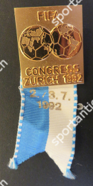 FIFA Congress Zurich 1992 1./2. 7. 1992 (Official participant badge, vergoldet)
