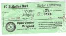 FC St. Gallen 1879 (vs. BSC Young Boys) - Stadion Espenmoos, 2. Nov. 1985 (Tribünen-Aufgang, Ticket)
