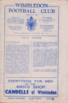 FC Wimbledon - FC Lengnau, 2. April 1956, Friendly, Plough Lane, Official Programme