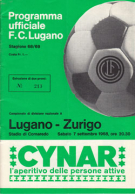 FC Lugano - FC Zurigo, 7. 9. 1968, NLA Stagione 68/69, Stadio di Cornaredo, Programma ufficiale