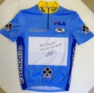 Maillot signé du vaincoeur du grand prix de la montagne du Tour de Romandie Steve Zampieri 2002 