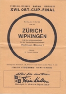 XVII. Ost-Cup-Final, AFC Zürich - AFC Wipkingen, 11. Mai 1958, Stadion Utogrund, Offziel. Programm