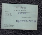 Sportclub Kriens - 3. Aug. 1958 - Sitzplatz Nr. 22, Ticket