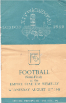 XIVth Olympiad London 1948 Football (Semi-Final) 11th Aug. 1948) Stadium Wembley, Off. Programme