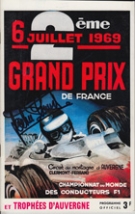 2eme GP de France F1, 6 Juillet 1969, Circuit de Clermont-Ferrand, Programme officiel (autographed by Jackie Stewart)