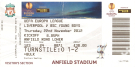 Liverpool FC - BSC Young Boys, 22.11. 2012, UEFA Europa League, Anfield Road Lower, Visitor Section, Ticket