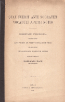 Quae fuerit ante socratem vocabuli Apeth Notio (Dissertation)