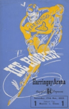 Harringay Racers v. Wembley Lions, 17th Octobre 1953, Harringay Arena, Official Programme