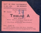 XIVme Grand Prix Automobile de Monaco 13 mai 1956 - Place Reservée - Tribune A