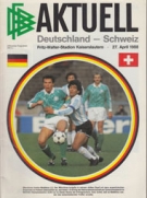 Deutschland - Schweiz, 27.4. 1988, Friendly, Fritz-Walter-Stadion Kaiserslautern, Offizielles Programm