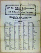 58me Fête Fédérale de Gymnastique 17 au 21 juillet 1925 a Genéve - Resultats des Concours