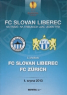 FC Slovan Liberec - FC Zuerich, 1.8. 2013, Europa League Qualf., Official Programme