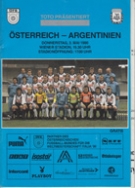 Oesterreich - Argentinien, 3.5. 1990, Friendly, Wiener Stadion, Offizielles Programm (inkl. matchsheet)