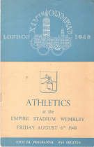 XIVth Olympiad London 1948 - Athletics at the Empire Stadium Wembley, Frid. 6th 1948, Official Programme