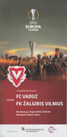 FC Vaduz - FK Zalgiris Vilnius, 2. 8. 2018, 2. Qualf. UEFA EL, Rheinpark Stadion Vaduz, Offizielles Programm