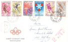 Xes Jeux Olympiques d’Hiver Grenoble 1968 (Envoie adressé au Comité Olympique Suisse avec 6 timbres taxé de Grenoble