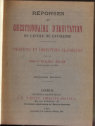 Réponses au questionnaire d‘équitation de l‘école de cavalerie - Principes et directives classiques