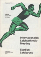 Internationales Leichtathletik-Meeting Zürich, 4. Juli 1969, Stadion Letzigrund, Offizieles Programm