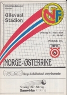 Norge - Osterrike (Norwegen - Oesterreich), 31.5. 1989, Ullevaal Stadion, Official Programme