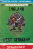 England - West Germany, 29.4. 1972, European Football Championship 1/4 Final, Wembley, Official Programme