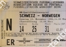 Schweiz - Norwegen, 10.11. 1996, WC - Qualf., Stadion Wankdorf Bern, Ticket - Nordtribuene