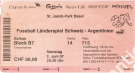 Fussball Länderspiel; Schweiz - Argentinien, 2. Juni 2007, St. Jakob-Park Basel, Ticket Balkon Block D4