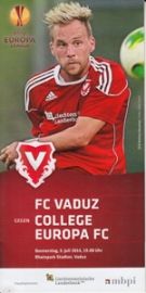 FC Vaduz - College Europa FC, 3.7. 2014, UEFA EL-Qualf., Rheinpark Stadion, Offizielles Programm