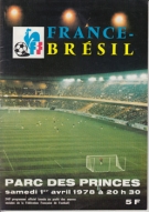 France - Brésil, 1er avril 1978, Parc des Princes, match amicale, Programme officiel