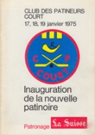 Inauguration de la nouvelle patinoire du Club des Patineurs Court 17 jan 1975 (petite plaquette)