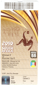 Paraguay - Japan, Match 55, 1/8 Final Loftus Versfeld Stadium Tshwane/Pretoria (Ticket FIFA VIP, used)