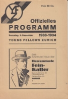FC Young Fellows Zuerich - FC Ferencvaros Budapest, 2.12. 1933, Friendly, Stadion Foerlibuck, Offizielles Programm