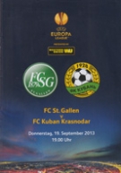FC St.Gallen v FC Kuban Krasnodar, 19.9. 2013, EL Group Stage, AFG Arena, Offizielles Programm