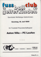 Aston Villa - FC Laufen, 16.7. 1989, Friendly, Sportplatz Wolfstiege Gelterkinden, Official Programme