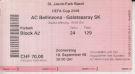 AC Bellinzona - Galatasaray SK, 18.9. 2008, UEFA Cup, St. Jakob Park Basel, Ticket Parkett Block A2